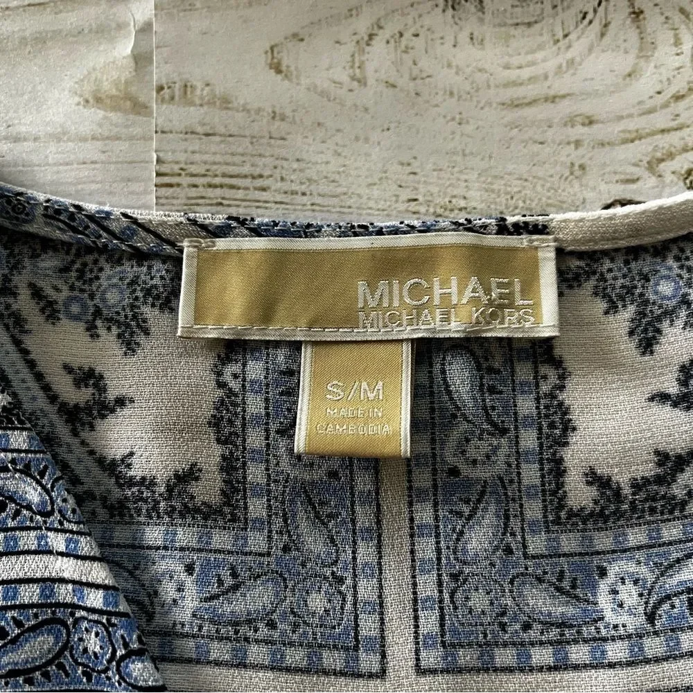 Michael Kors Blue and White Patterned Tunic